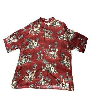 Pierre Cardin Tropical Red Men's casual button down Shirt XXL